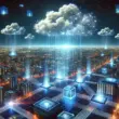 Datenwolken am digitalen Firmament: Während die Cloud majestätisch am Himmel der IT-Welt schwebt, kämpfen leuchtende Netzwerk-Knoten am Boden darum, nicht von der Schwerkraft der Realität eingeholt zu werden. Ein himmlisches Zusammenspiel von grenzenloser Flexibilität und bodenständiger Rechenpower – oder doch nur eine elegante Art, Daten von A nach B zu jonglieren?